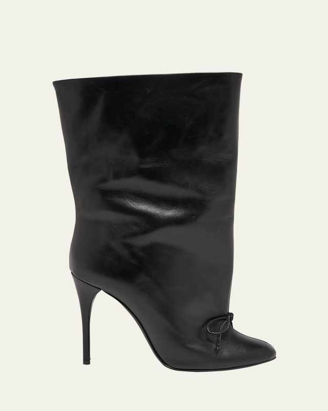 Calfskin Bow Stiletto Ankle Booties